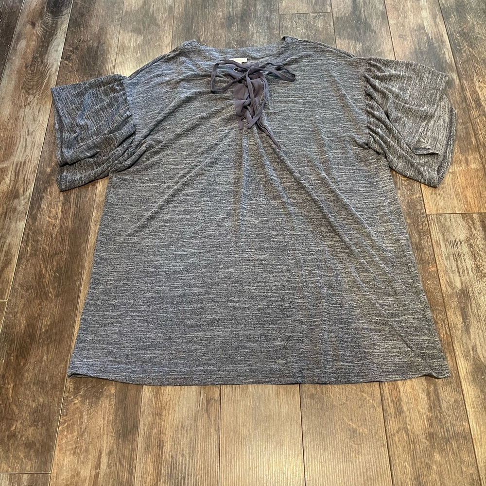 Crescent Heather Gray Lace-Up Tunic